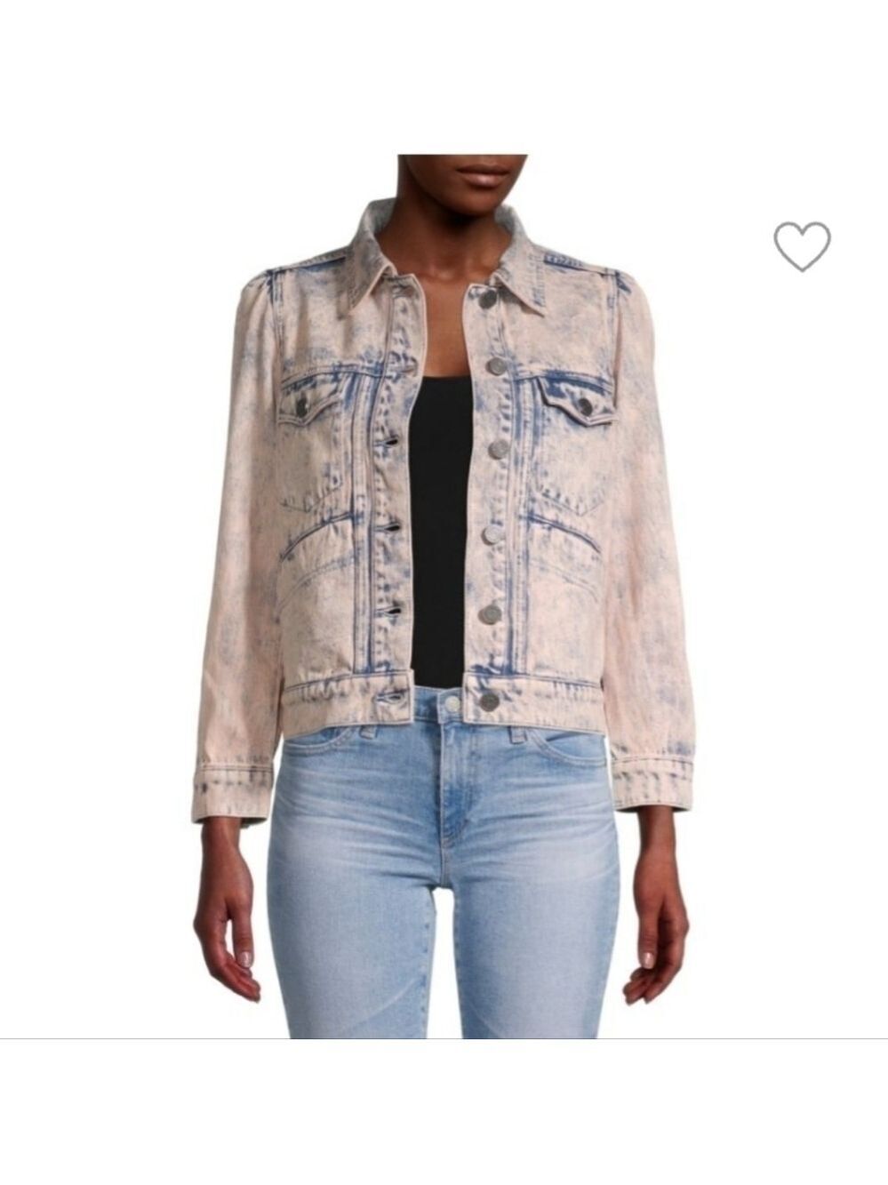 JOIE Button-Front Demarea Pink Stone Wash Denim Jacket
